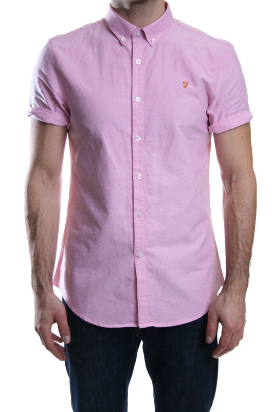 Farah Vintage Short Sleeved Brewer Shirt in Azealia Pink