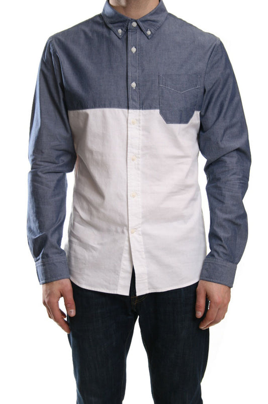 Edwin Long Sleeved Panel Chambray Shirt