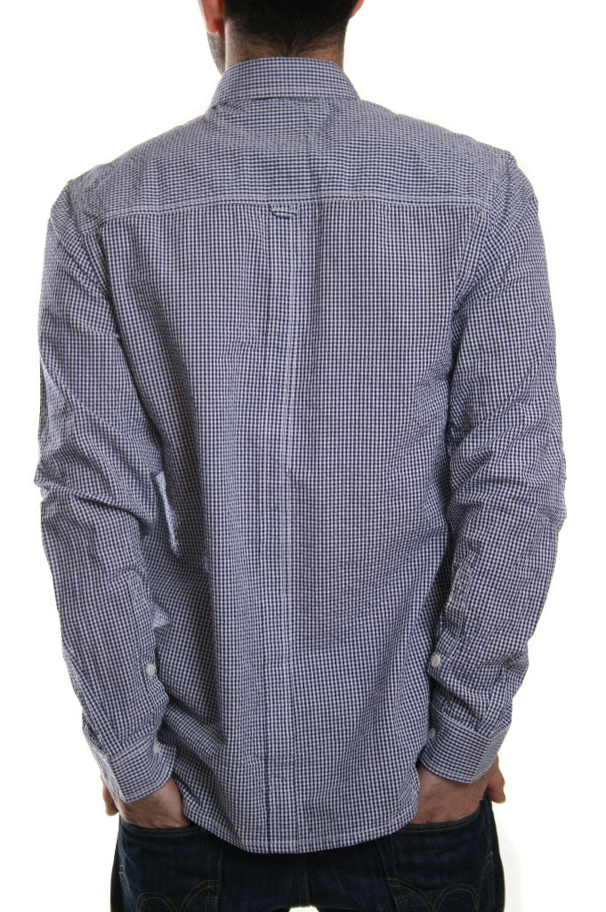 Marshall Artist Long Sleeved Double Pocket Gingham Shirt Navy