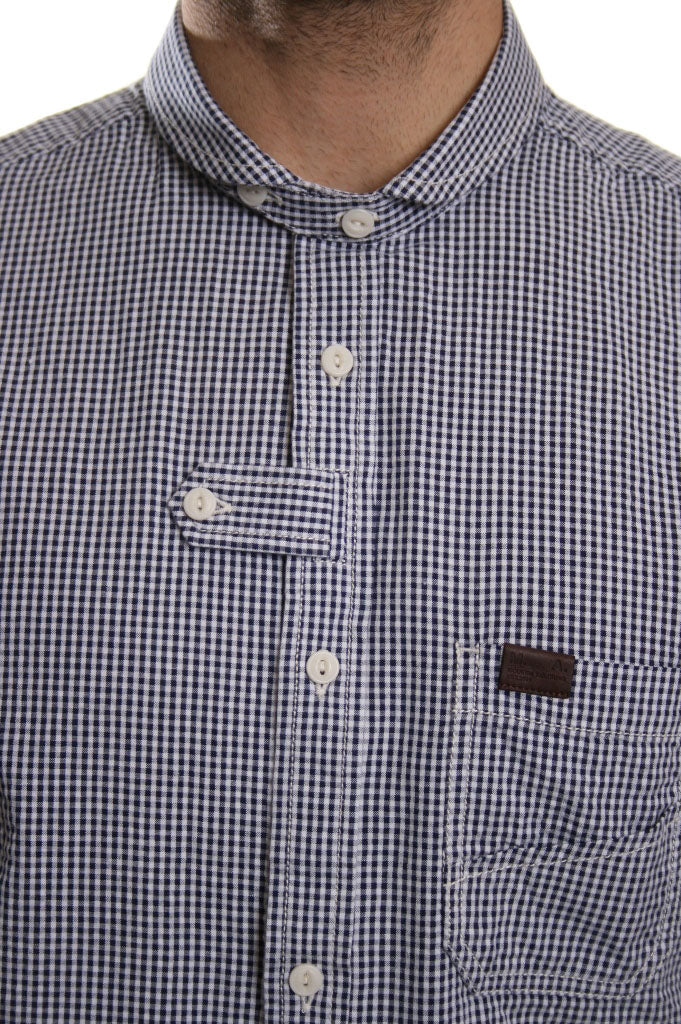 Marshall Artist Short Sleeved Double Pocket Gingham Shirt Navy