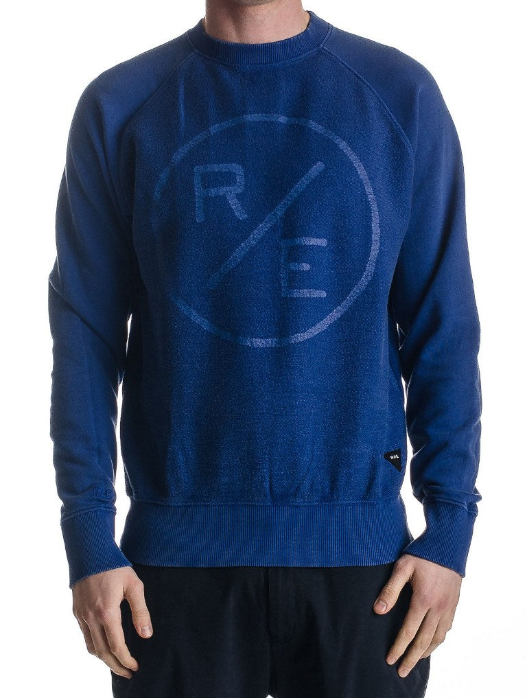 Realm & Empire Sesley Reverse Sweat Crew in Workwear Blue