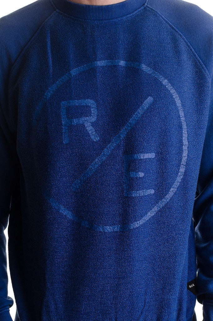 Realm & Empire Sesley Reverse Sweat Crew in Workwear Blue