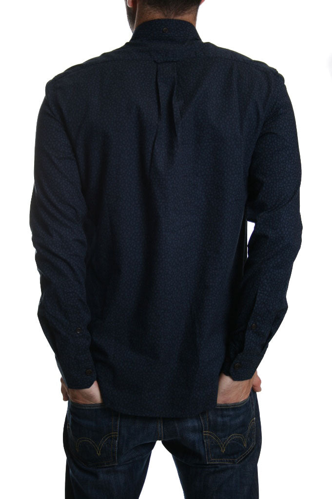Farah Penrith Long Sleeve pattern Shirt in True Navy