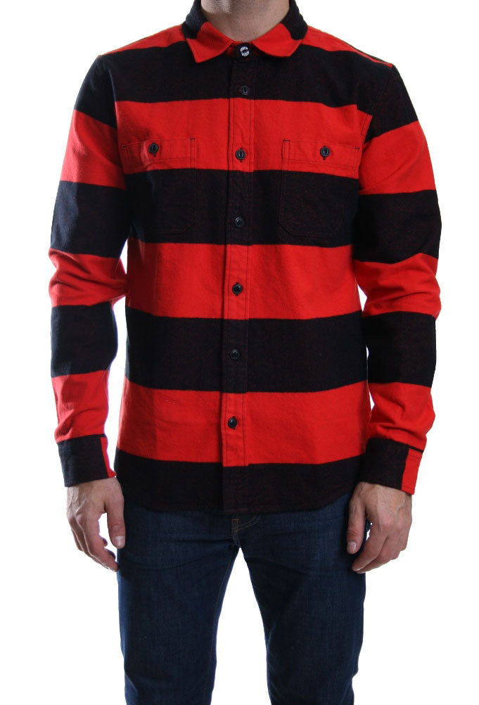 Edwin Labour Block Stripe Shirt in Red