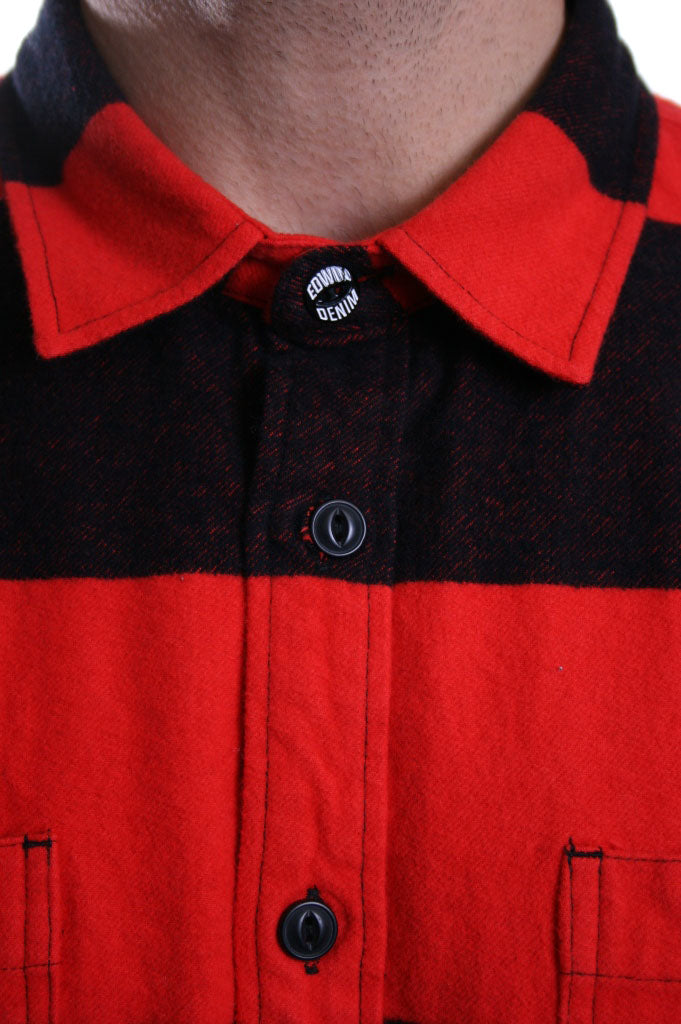 Edwin Labour Block Stripe Shirt in Red