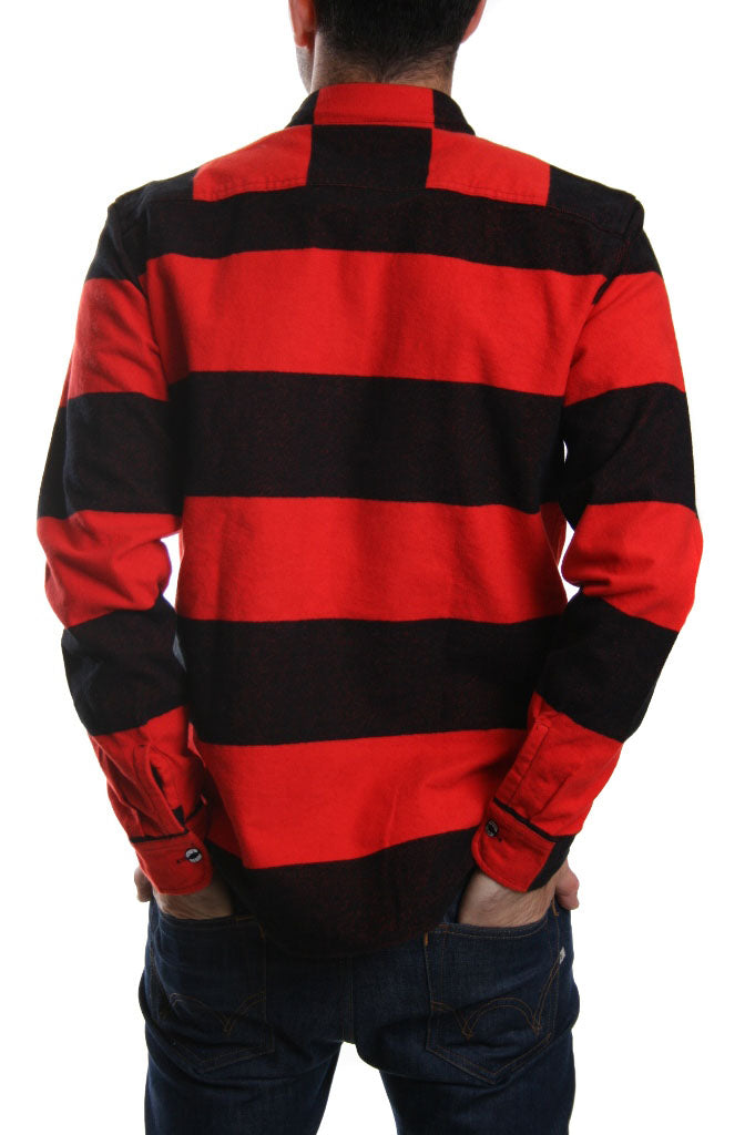 Edwin Labour Block Stripe Shirt in Red