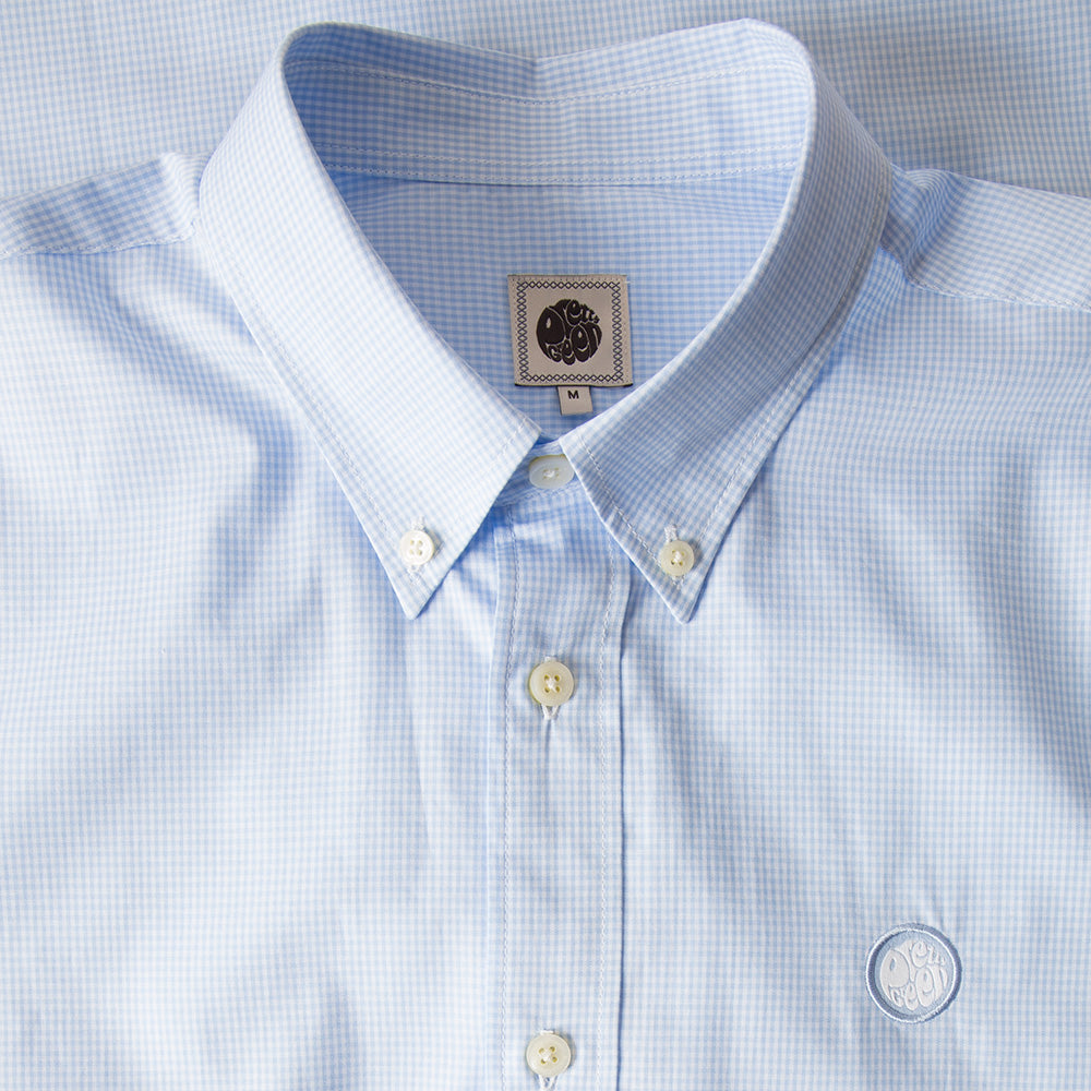 Pretty Green Glendale Micro Gingham Check Shirt in Blue