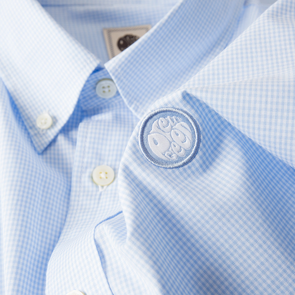 Pretty Green Glendale Micro Gingham Check Shirt in Blue