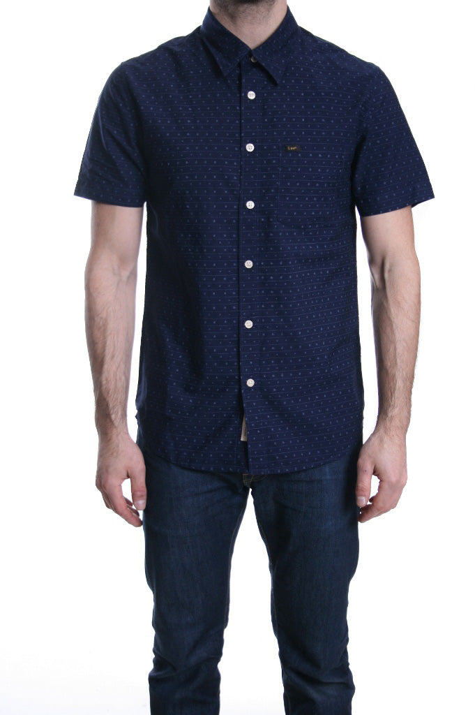 Lee Short Slim Fit Pattern Shirt in Navy