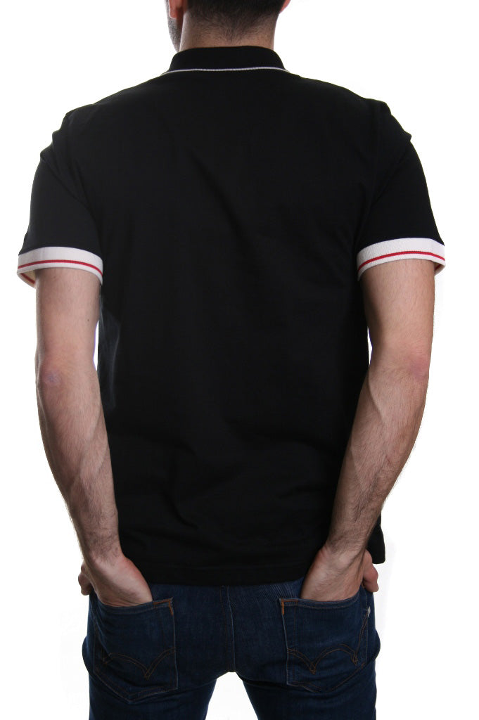 Merc Corona Houndstooth Panel Polo in Black