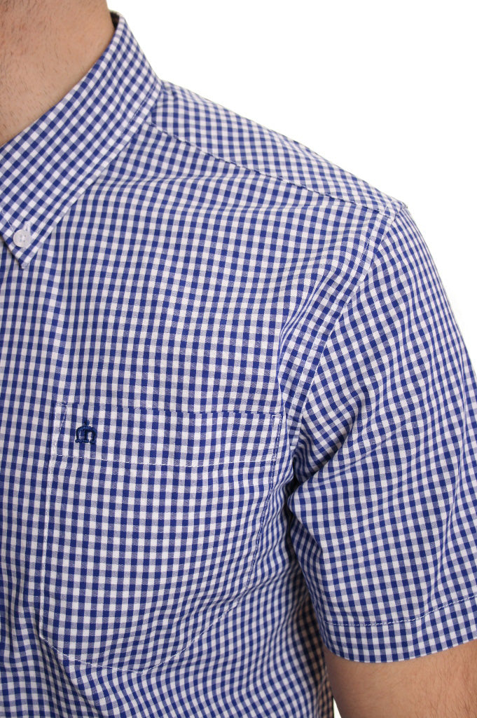Merc Terry Short Sleeved Gingham Shirt Royale Blue