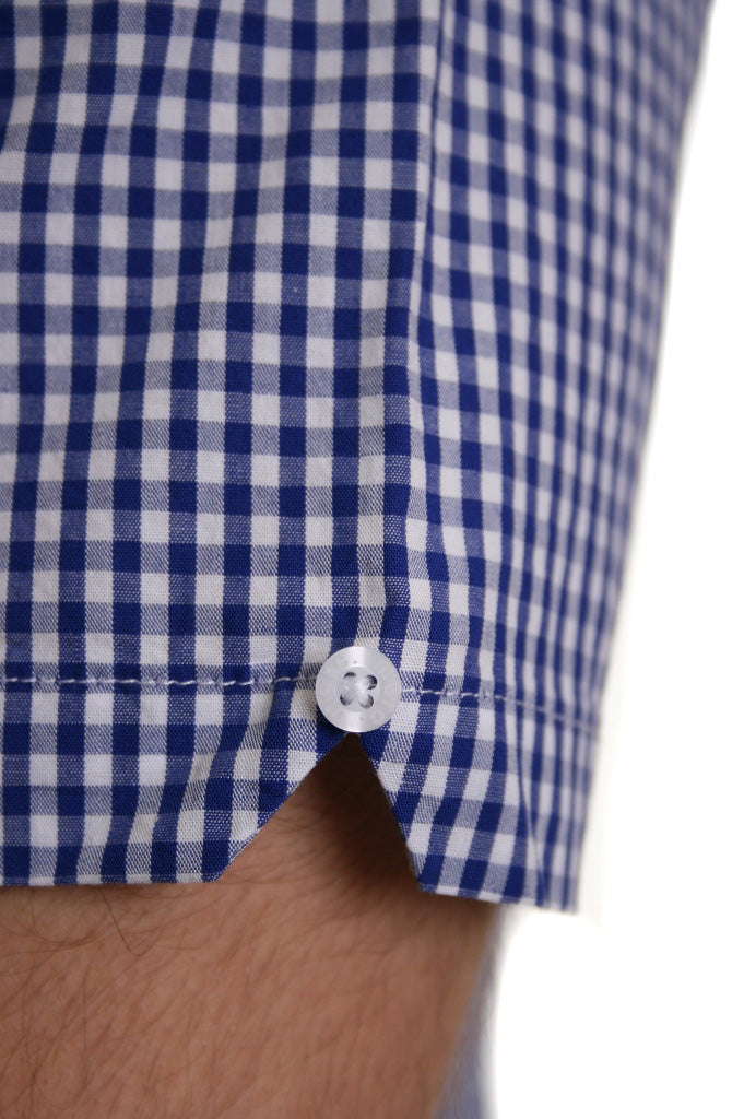 Merc Terry Short Sleeved Gingham Shirt Royale Blue