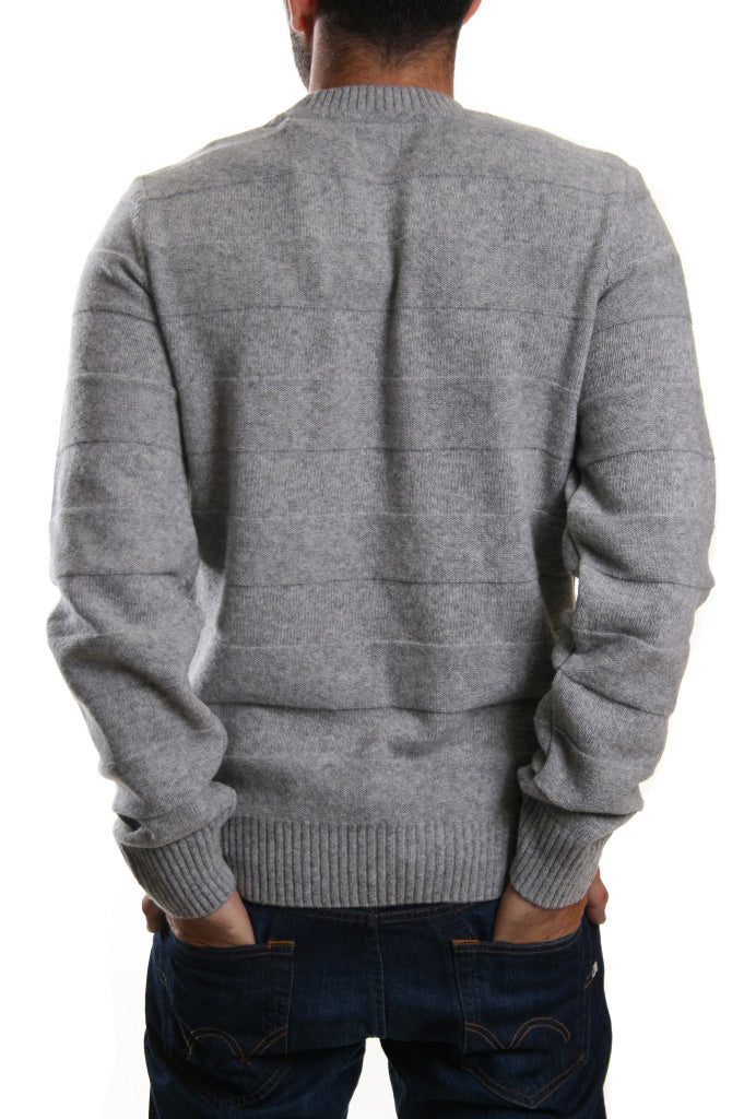 Edwin Standard Stripe Wool Blend Jumper in Grey Marl
