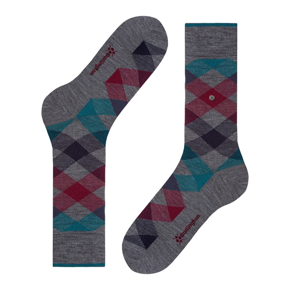 Burlington Newcastle Tartan Socks in Basalt Grey 3072