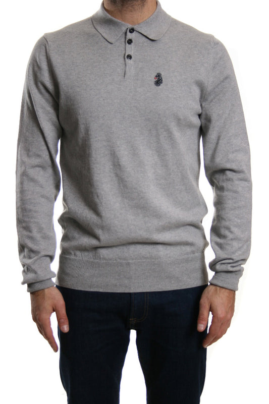 Luke 1977 Bon Vivants Polo Jumper in Grey Marl