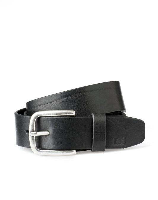 Lee Plain Leather Buckle Belt in Black
