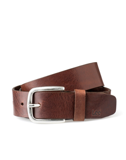 Lee Plain Leather Buckle Belt in Dark Brown