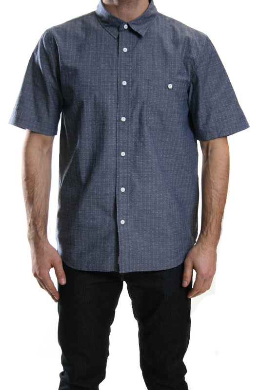 Edwin Short Sleeved Labour Shirt Blue Dobby