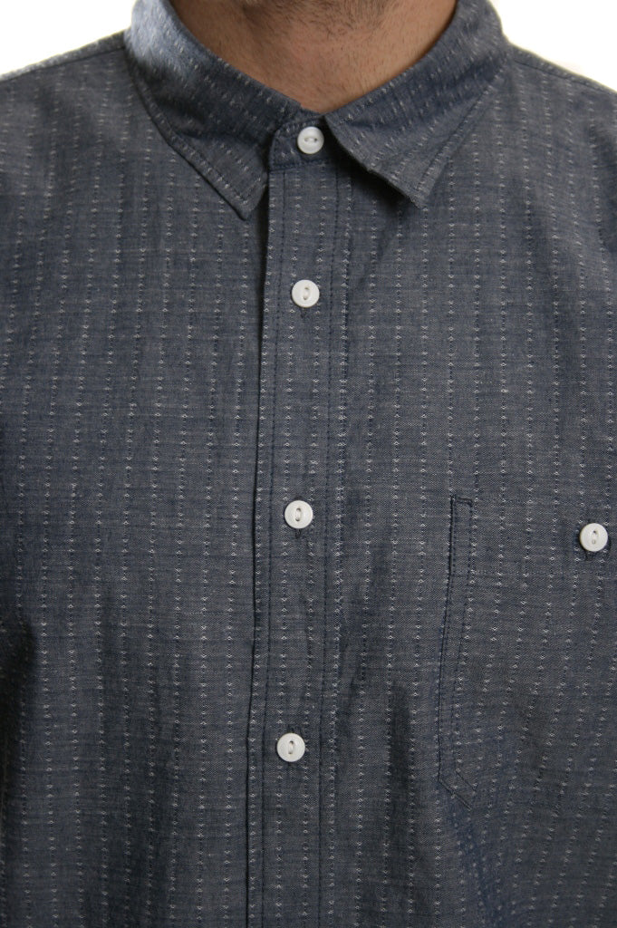 Edwin Short Sleeved Labour Shirt Blue Dobby