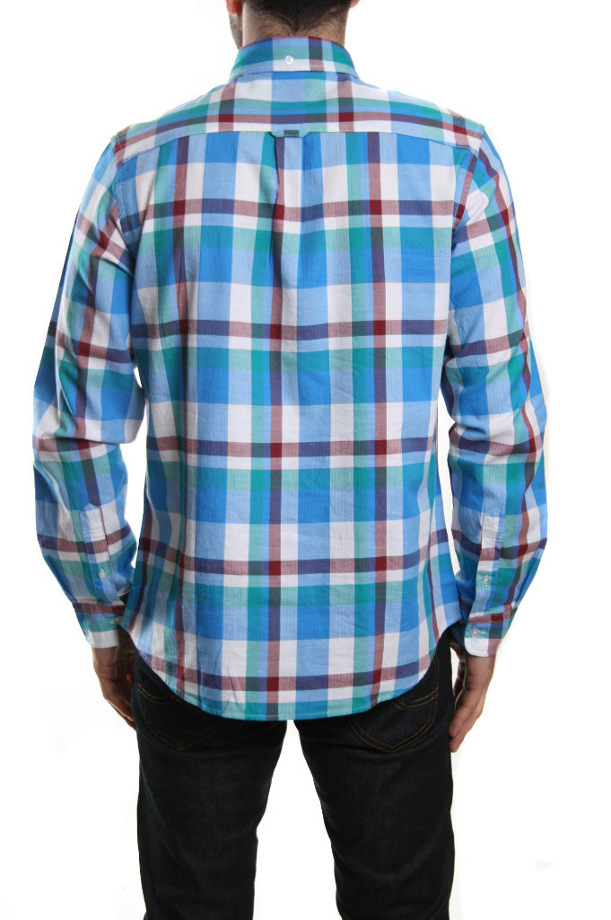 Edwin Herringbone Standard Check Shirt Blue Mint