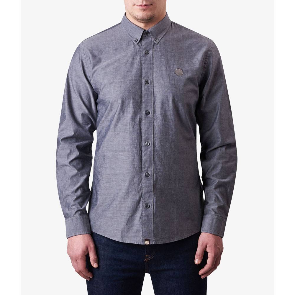 Pretty Green Stirling Cotton Oxford Shirt in Black