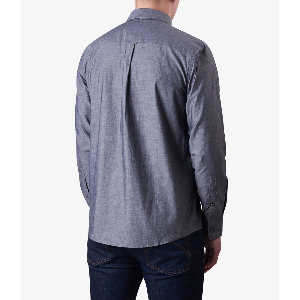 Pretty Green Stirling Cotton Oxford Shirt in Black