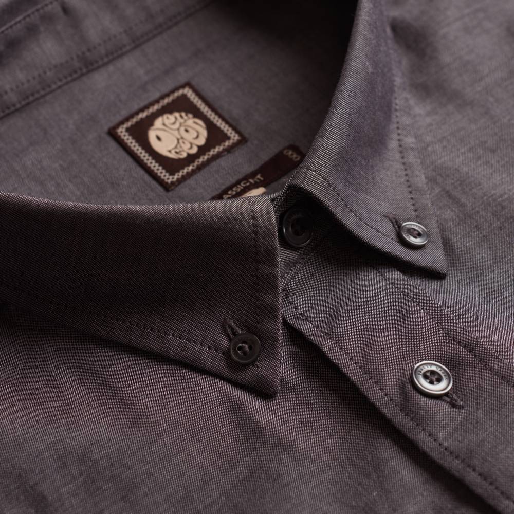 Pretty Green Stirling Cotton Oxford Shirt in Black