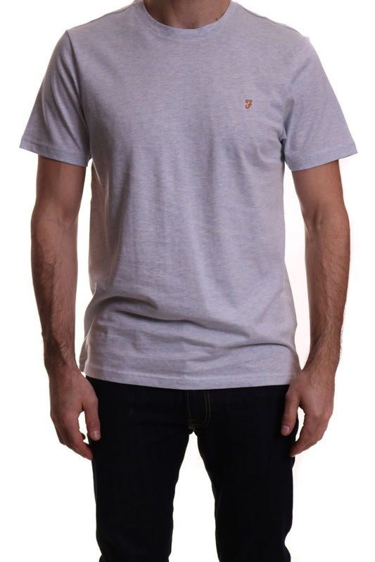Farah Denny Crew T Shirt in Pale Blue Marl
