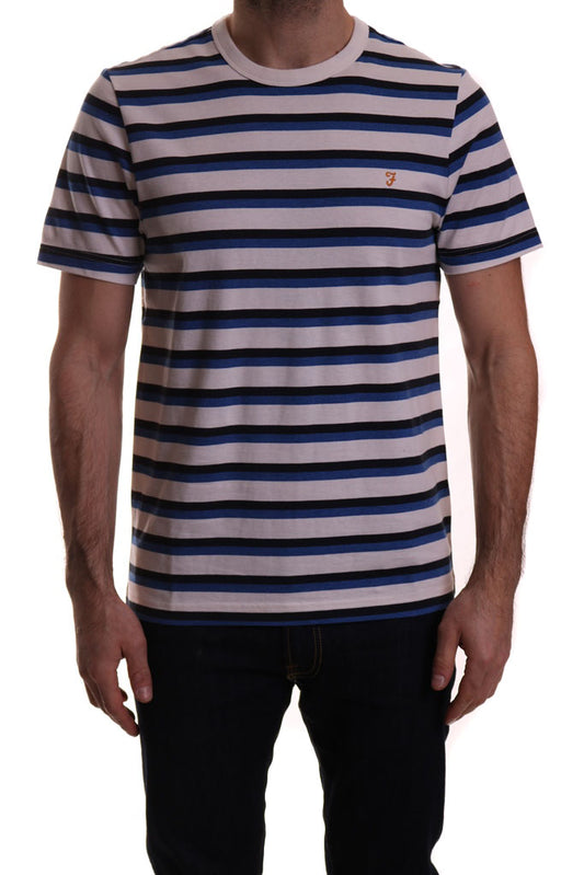 Farah Factory Multi Stripe Print T Shirt Ecru