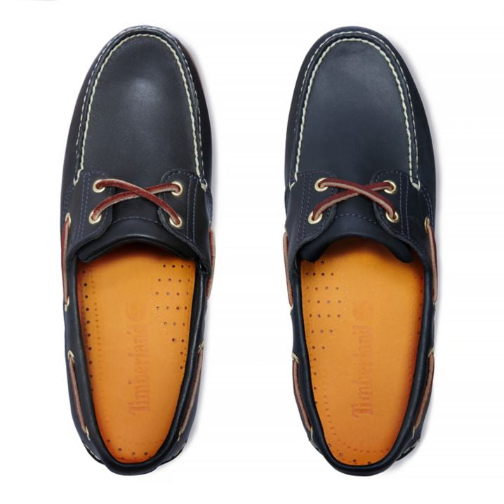 Timberland Classic 2 Eye Boat Shoes in Navy with White Sole