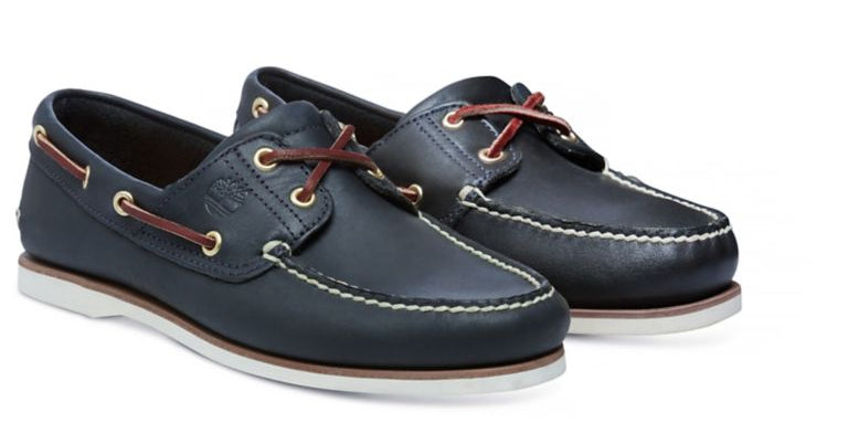 Timberland Classic 2 Eye Boat Shoes in Navy with White Sole