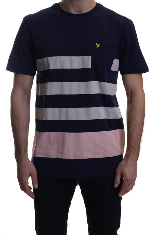 Lyle & Scott Wide Stripe T Shirt in Navy
