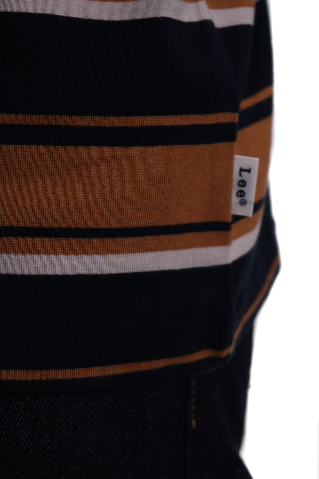 Lee Crew Neck Stripe T Shirt Navy Drop