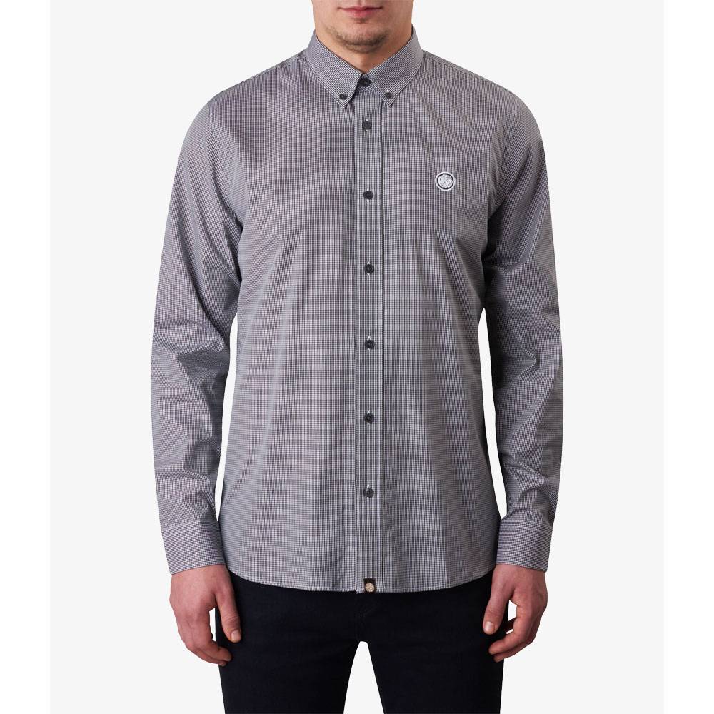 Pretty Green Classic Fit Gingham Shirt in Black