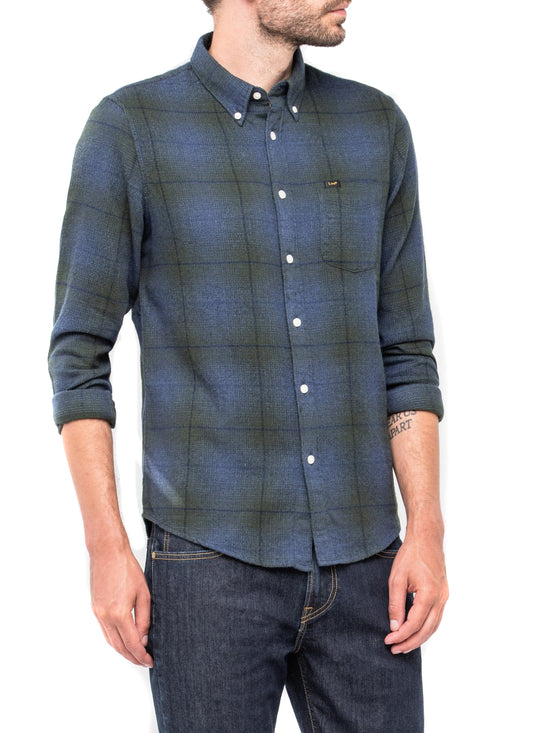 Lee Button Down Check Shirt Army Green