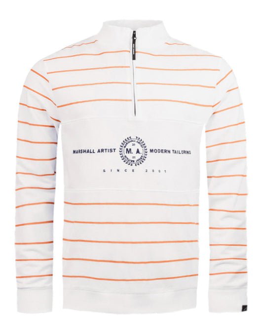 Marshall Artist Marine Stripe Zip Jumper in White