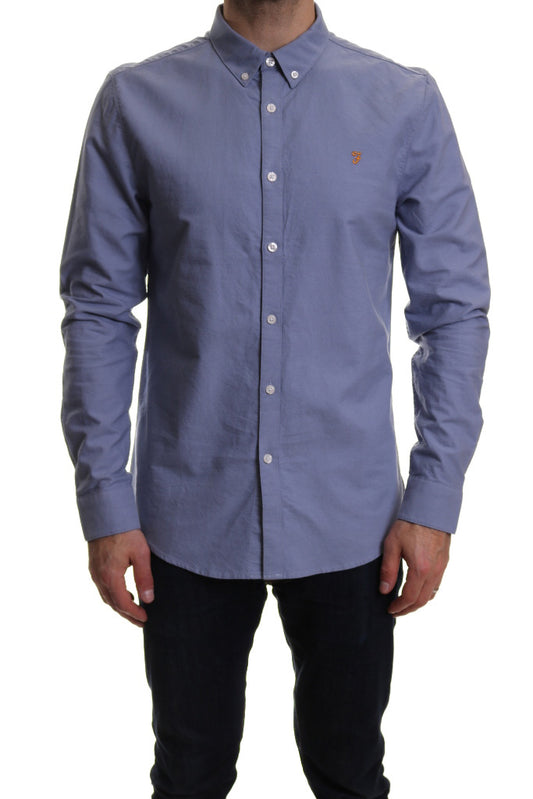 Farah Brewer Long Sleeved Shirt Steel Blue