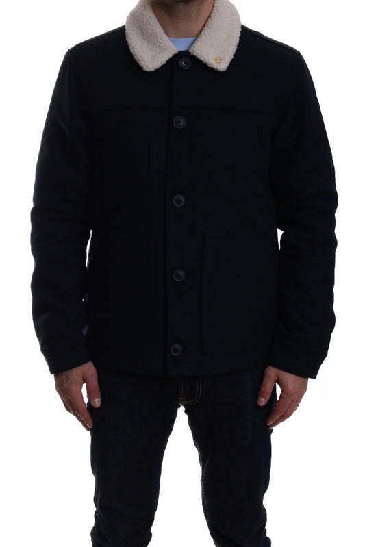 Farah Dunkeld Wool Collar Coat in True Navy