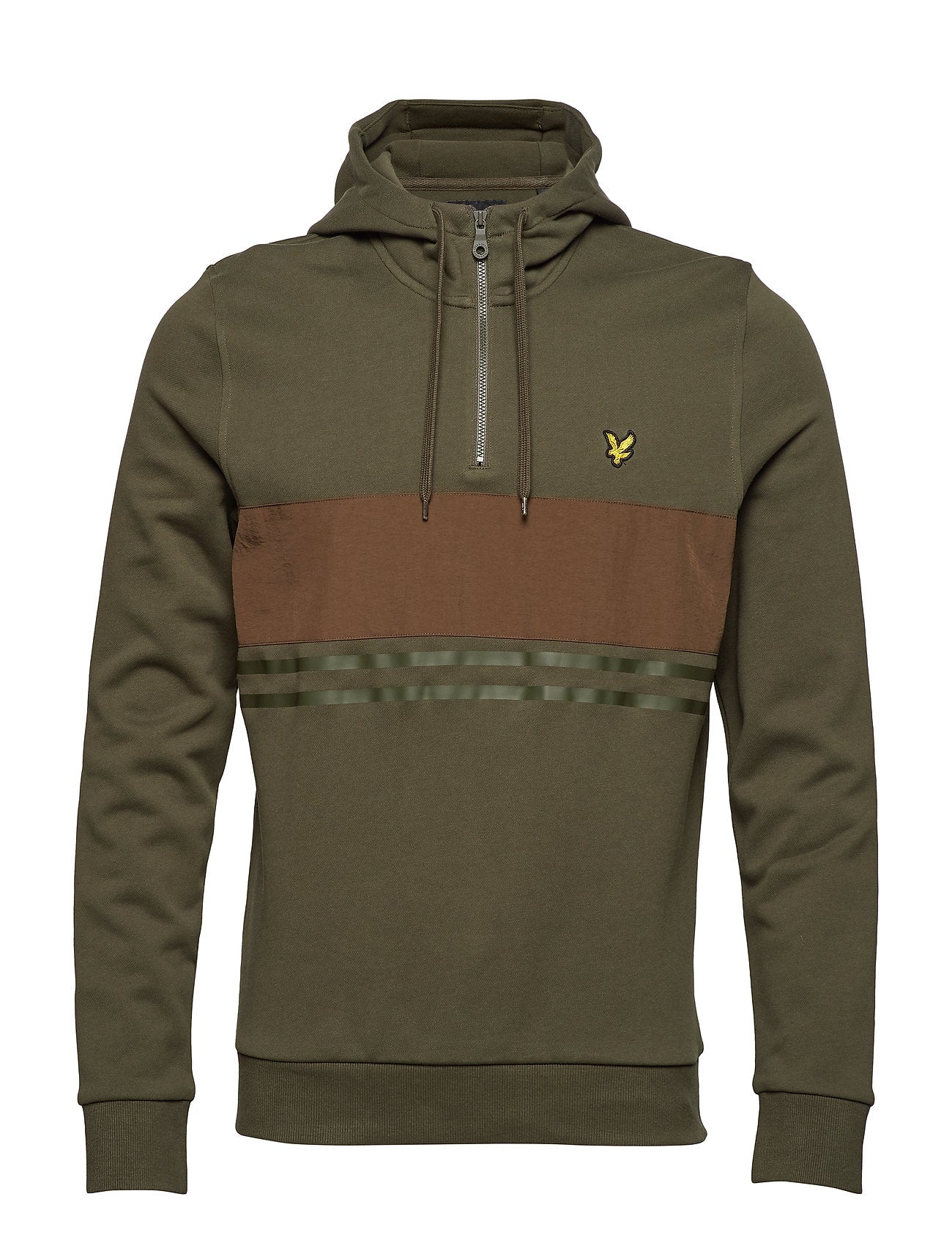 Lyle Scott Nylon 1 4 Zip Hoodie in Dark Sage Inocencia