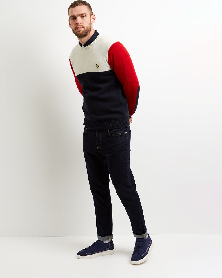 Lyle & Scott Colour Block Jumper in Dark Navy