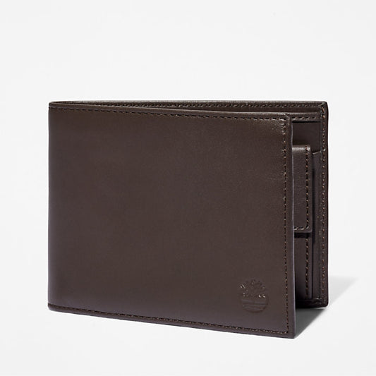 Timberland Bi Fold Leather Wallet With Coin Pocket Brown