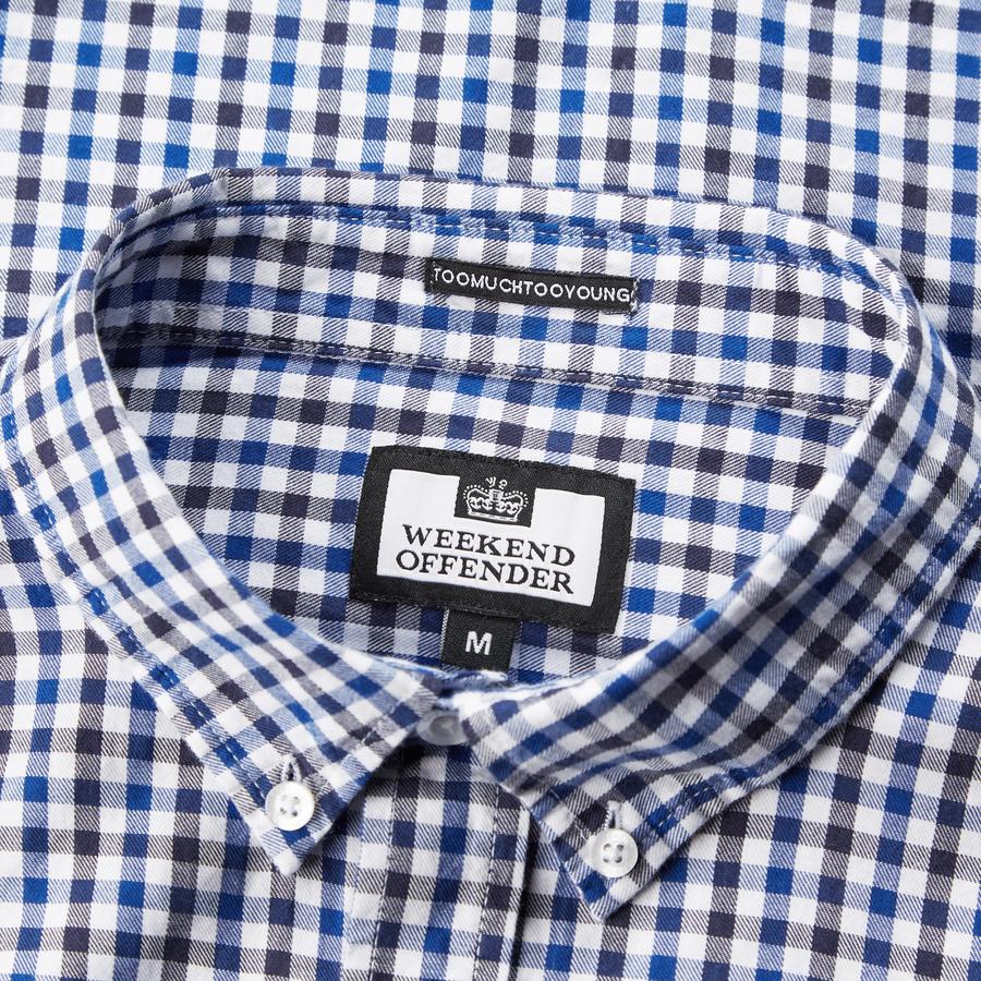 Weekend Offender Dove Check Shirt Blue