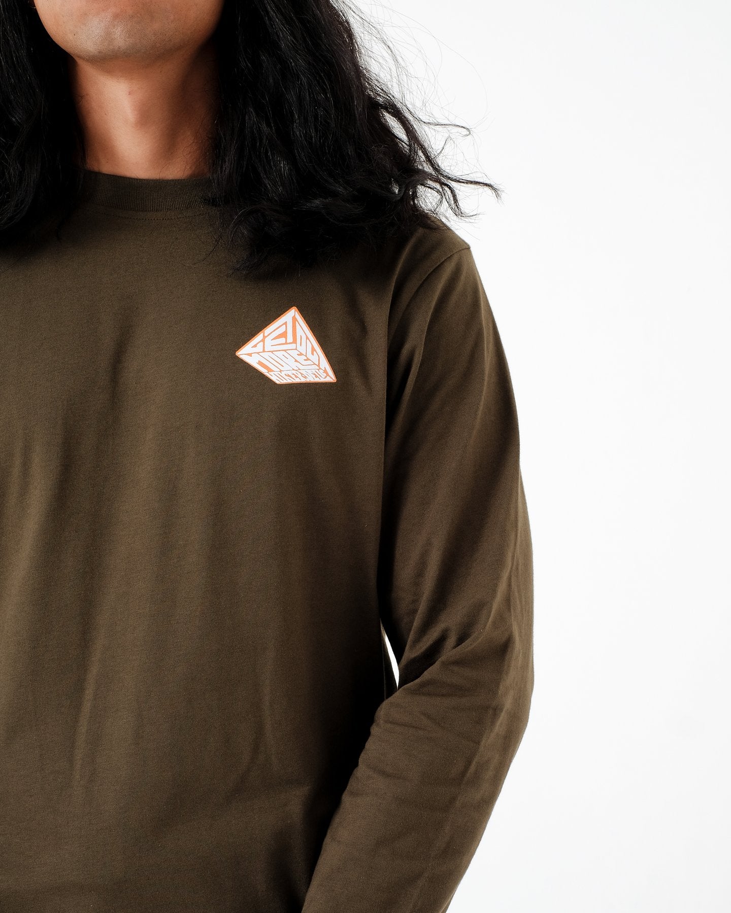 Hikerdelic Pyramid Back print Long Sleeved T-Shirt in Khaki