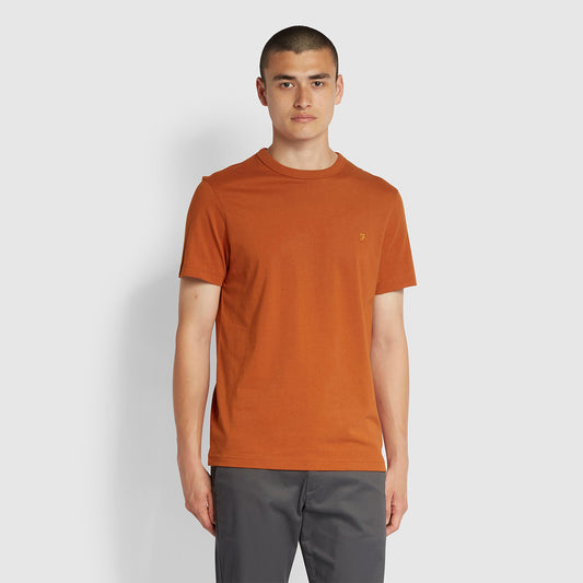 Farah Danny Slim Fit Organic Cotton T-Shirt In Raw Umber