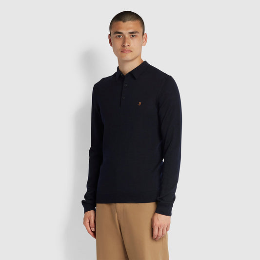 Farah Glenarm Slim Fit Polo Sweater In True Navy