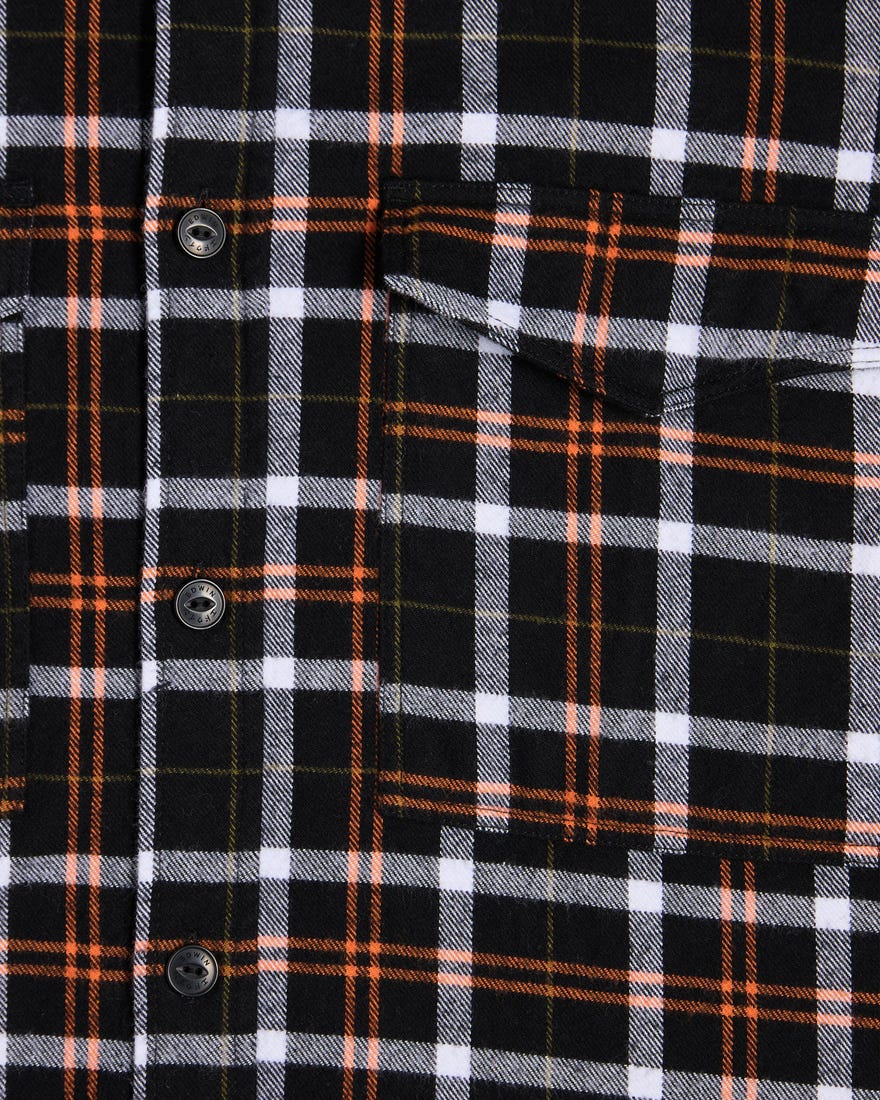 Edwin Big Heavy Flannel Brushed Checked Shirt Black/Uniform Green