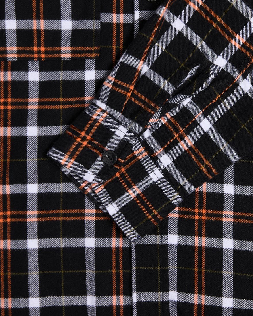 Edwin Big Heavy Flannel Brushed Checked Shirt Black/Uniform Green