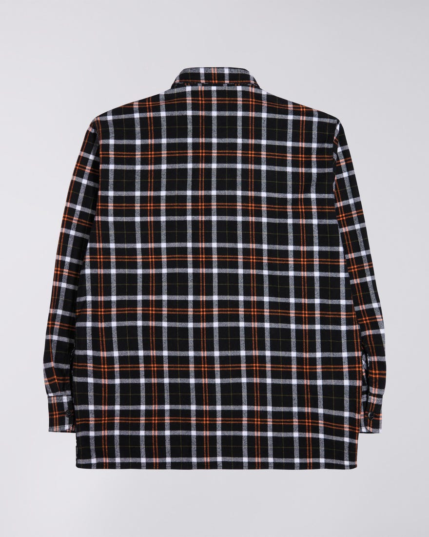 Edwin Big Heavy Flannel Brushed Checked Shirt Black/Uniform Green