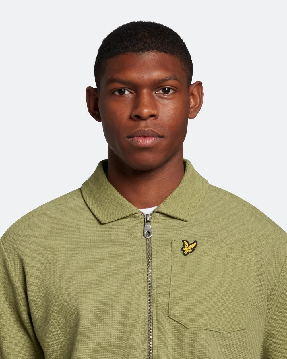 Lyle & Scott Crest Textured 1/4 Zip Sweat Seaweed