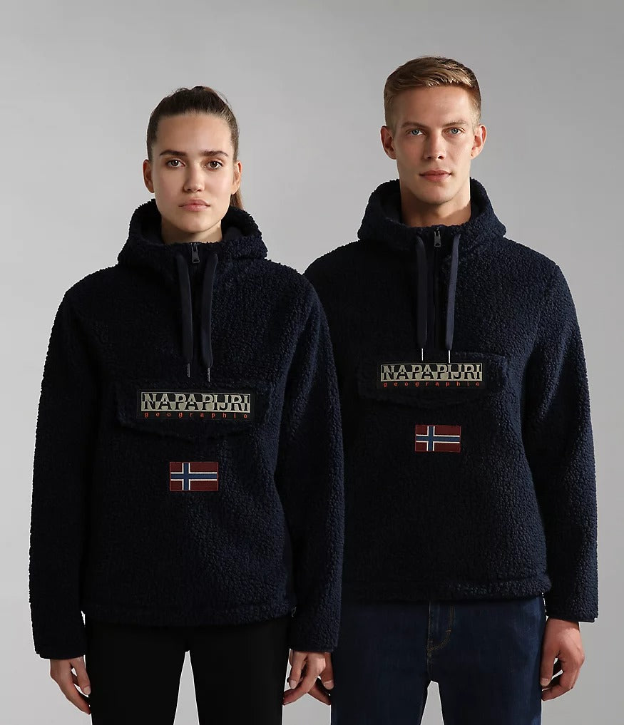 Napapijri Burgee Hooded Fleece Jacket in Blu Marine Inocencia